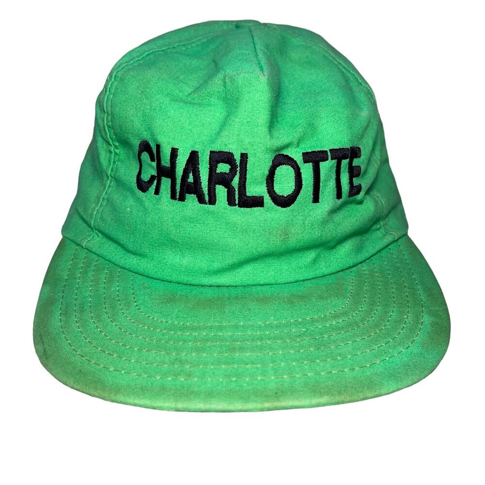 Vintage Neon Green Charlotte hat Eagle ridge tag